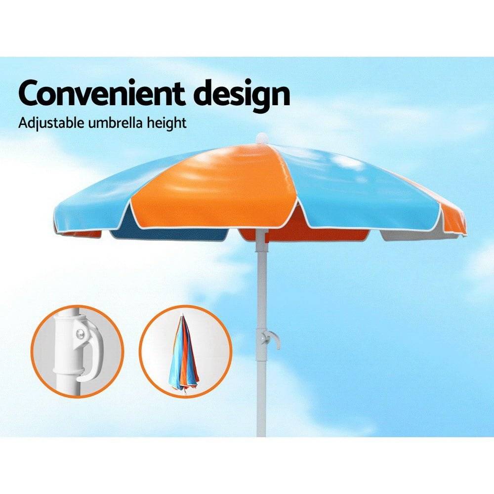 Keezi Kids Outdoor Table and Chairs Picnic Bench Set Umbrella Water Sand Pit Box - Little Kids Business