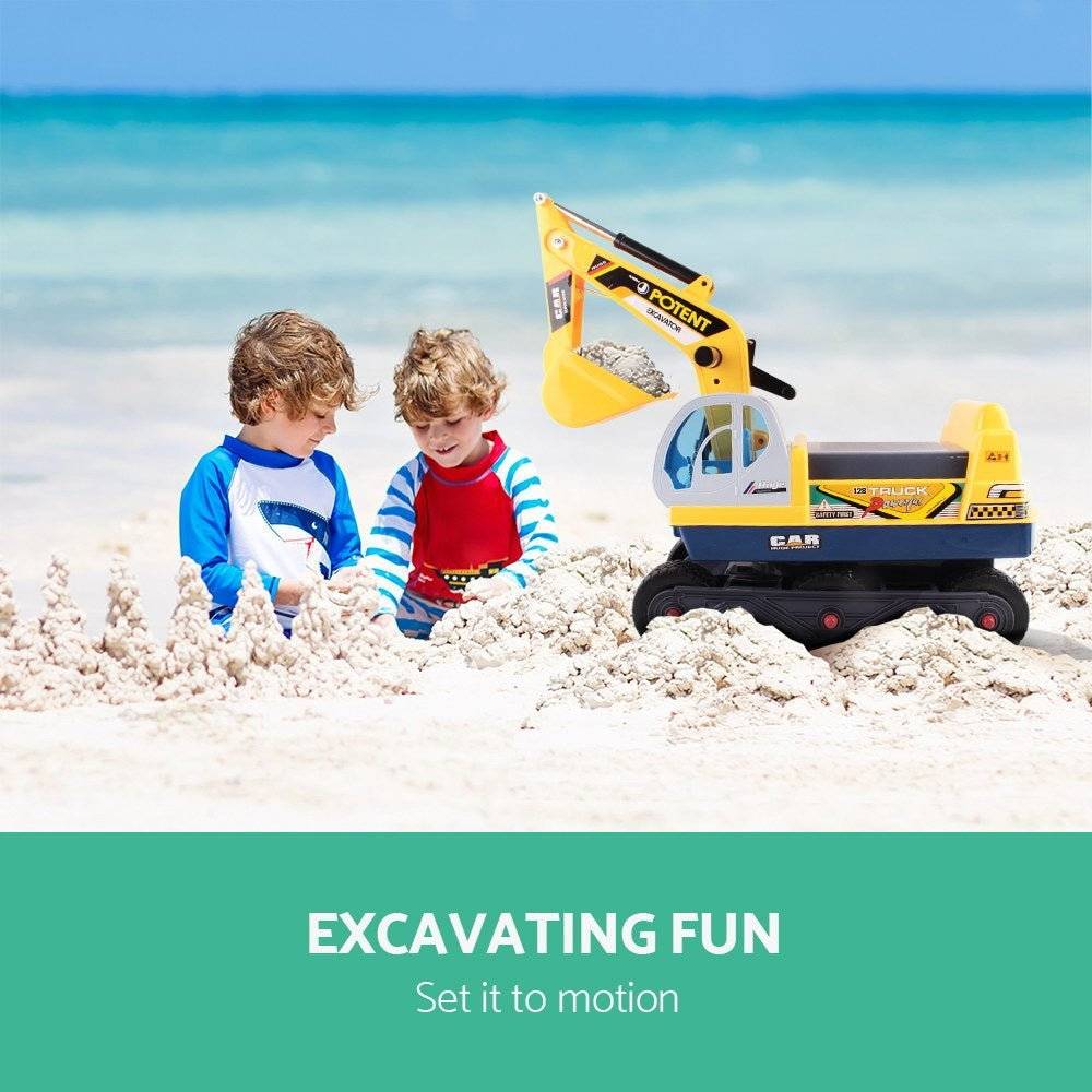 Keezi Kids Ride On Excavator - Yellow - Little Kids Business