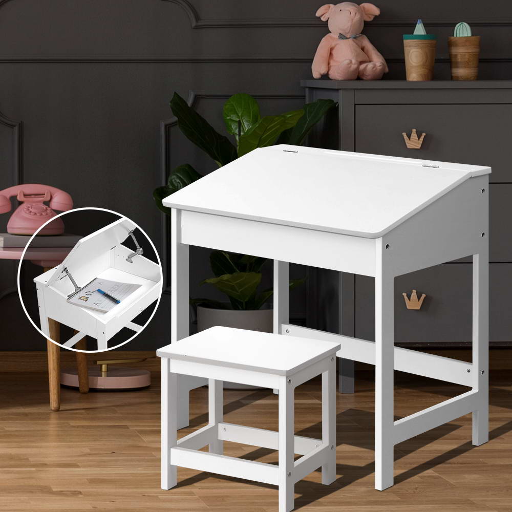 Keezi Kids Table Chairs Set Children Drawing Writing Desk Storage Toys Play - Little Kids Business
