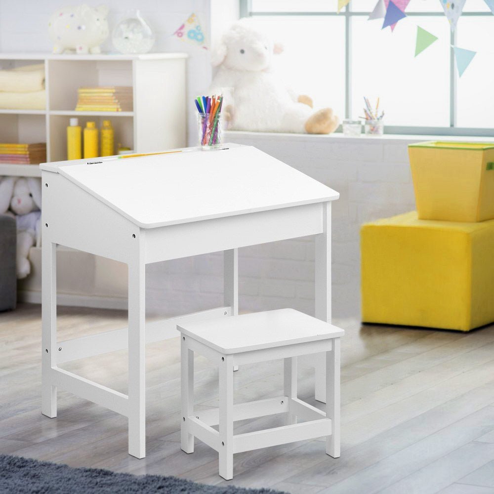 Keezi Kids Table Chairs Set Children Drawing Writing Desk Storage Toys Play - Little Kids Business