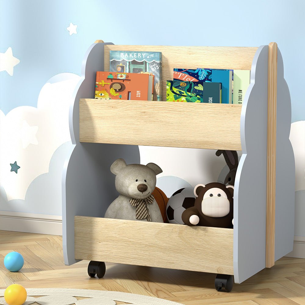 Keezi Kids Toy Box Bookshelf Storage Bookcase Organiser Display Shelf - Little Kids Business