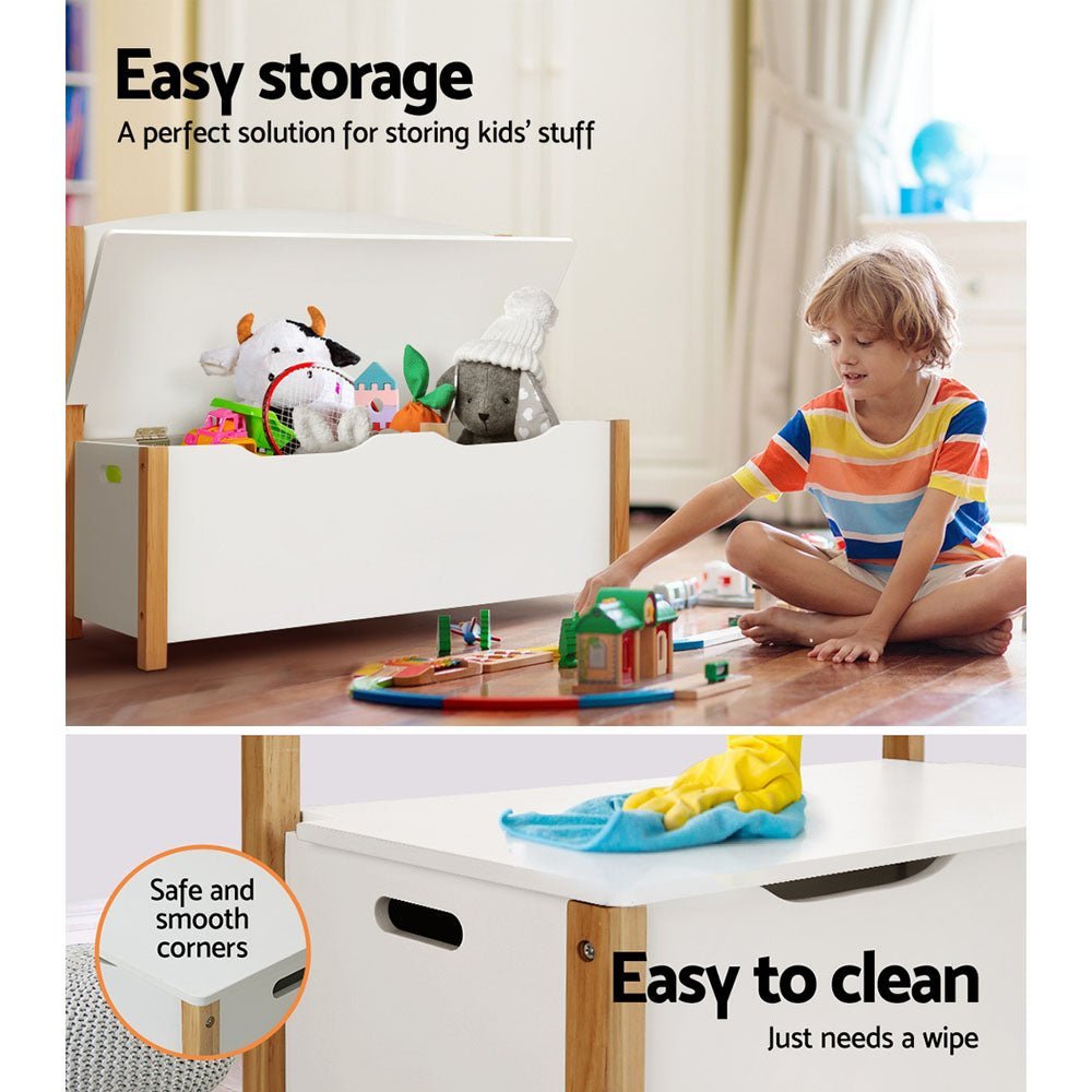 Keezi Kids Toy Box Chest Storage Blanket Children Room Organiser Seating Bench - Little Kids Business
