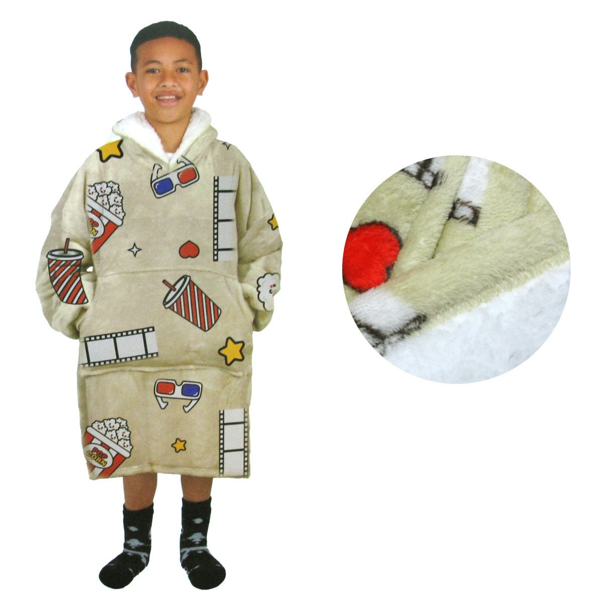 Kids Blanket Hoodie with Warm Sherpa Reverse (Various Styles) - Little Kids Business