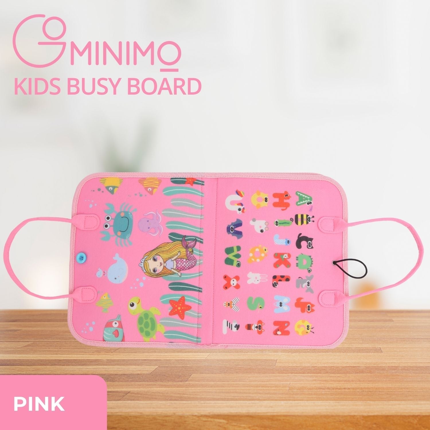 Kids Busy Board Learning Sensory Toy (Pink) - Little Kids Business