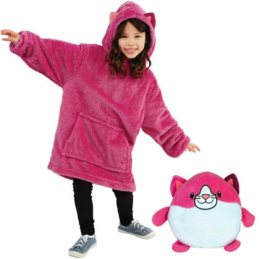 Kids Comfy Blanket Hoodie Ultra Pink Plush - Little Kids Business