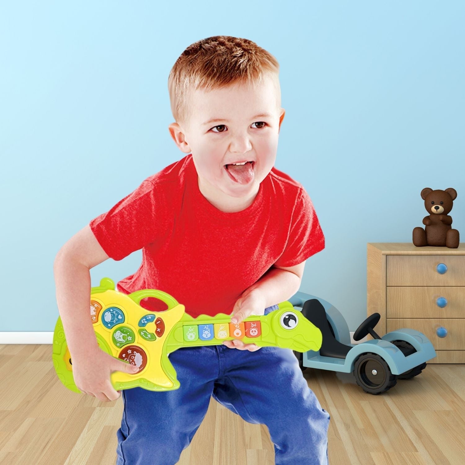 Kids Musical Guitar Toys with Dinosaur Shape Design (Green) - Little Kids Business