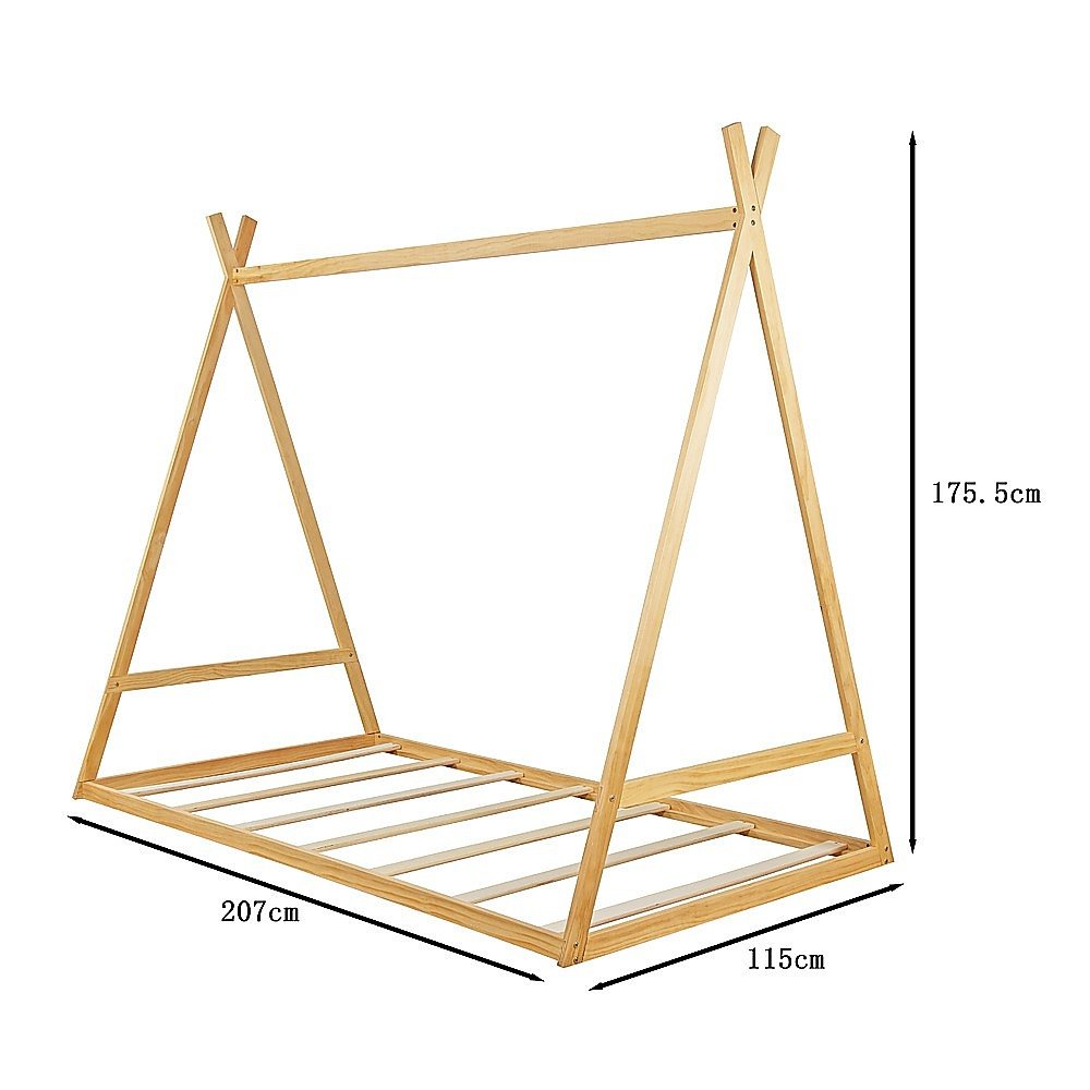 Kids Tent Montessori Toddler Floor Bed Wooden Bedframe - Little Kids Business