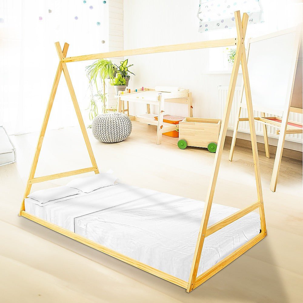 Kids Tent Montessori Toddler Floor Bed Wooden Bedframe - Little Kids Business