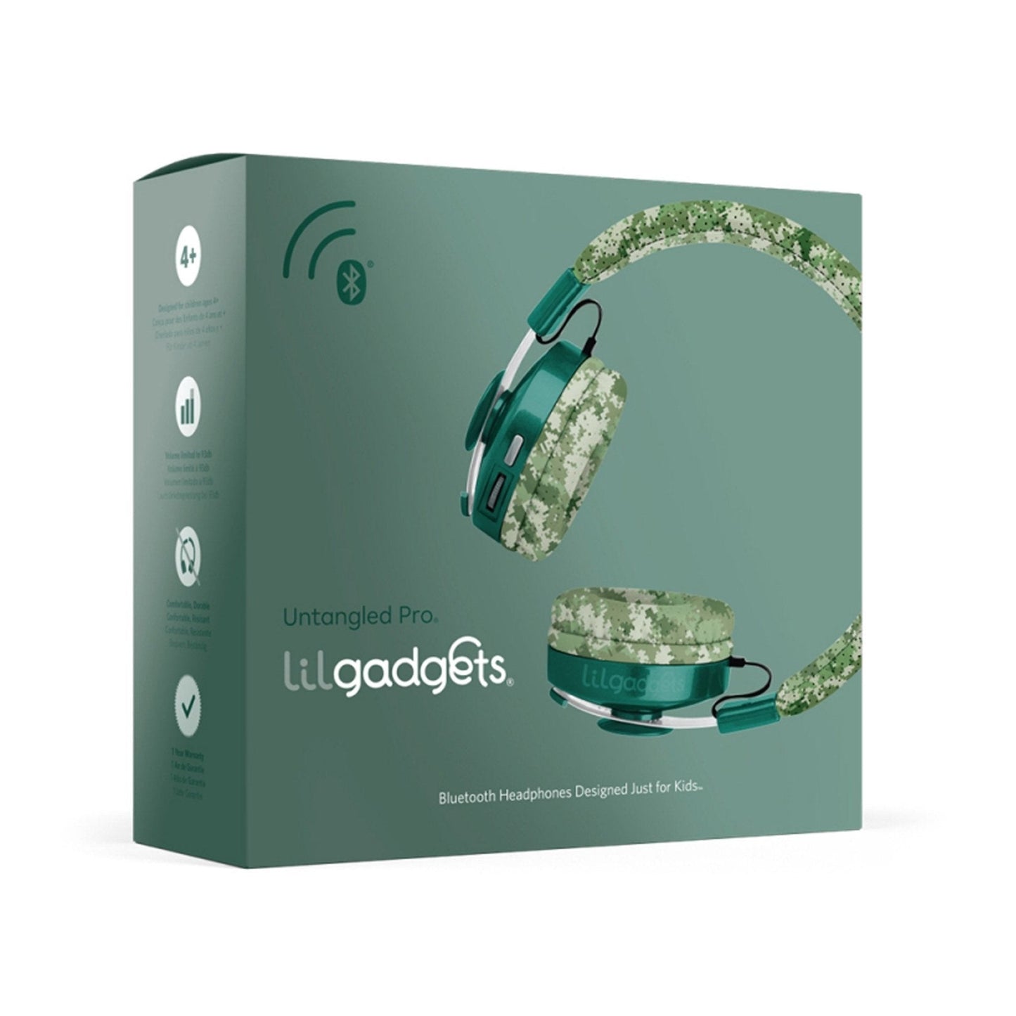 LilGadgets Untangled Pro Premium Children's Wireless Headphones - Green Digital Camo - Little Kids Business