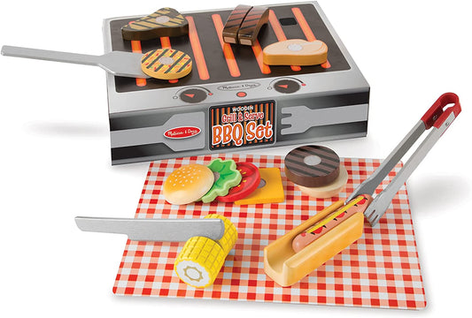 Melissa & Doug Wooden Grill & Serve BBQ Set - Little Kids Business