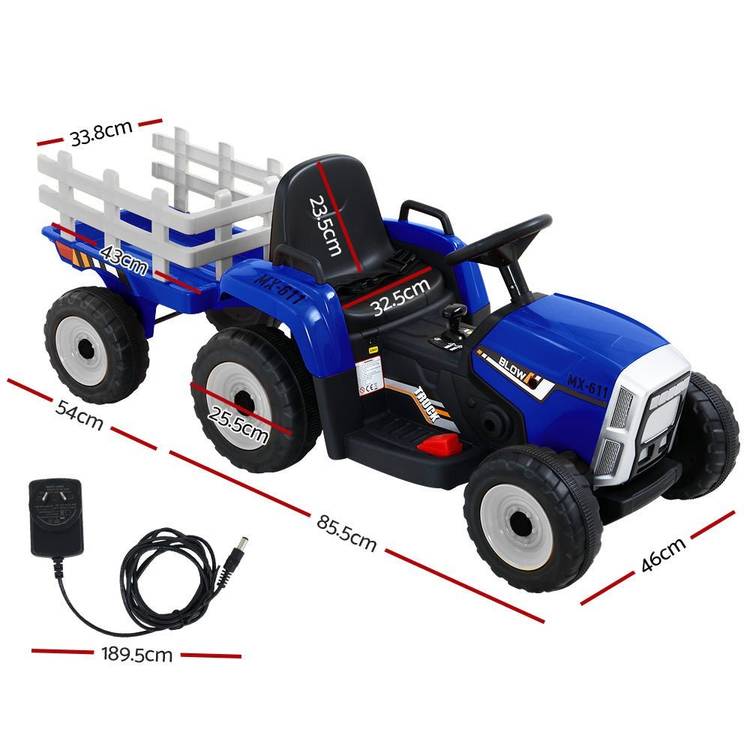 Rigo Ride On Car Tractor Toy Kids Electric Cars 12V Battery Child Toddlers Blue - Little Kids Business