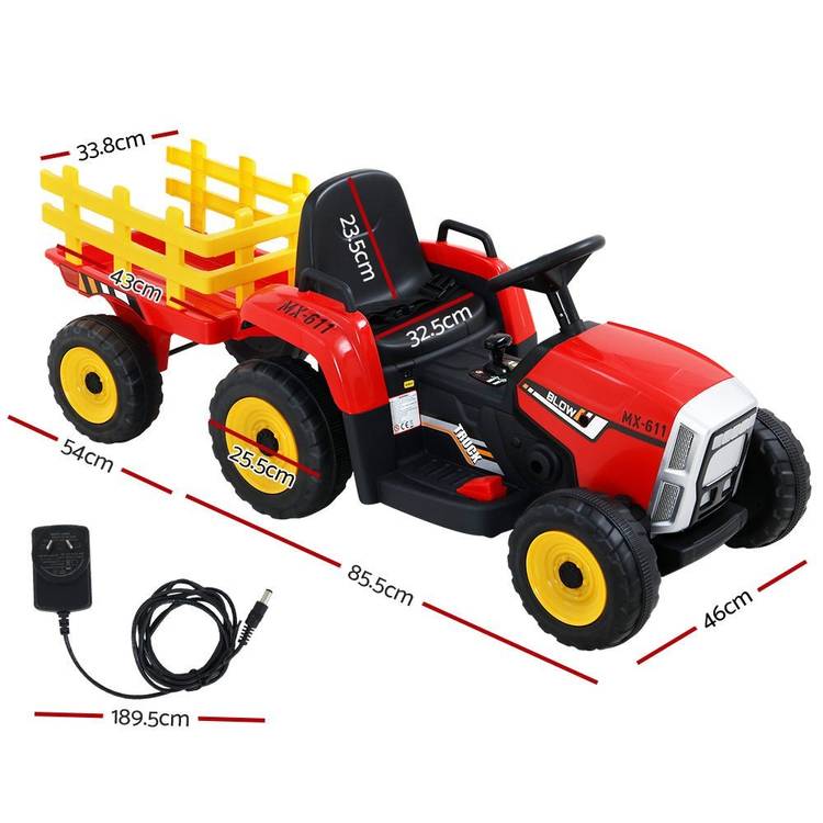 Rigo Ride On Car Tractor Toy Kids Electric Cars 12V Battery Child Toddlers Red - Little Kids Business