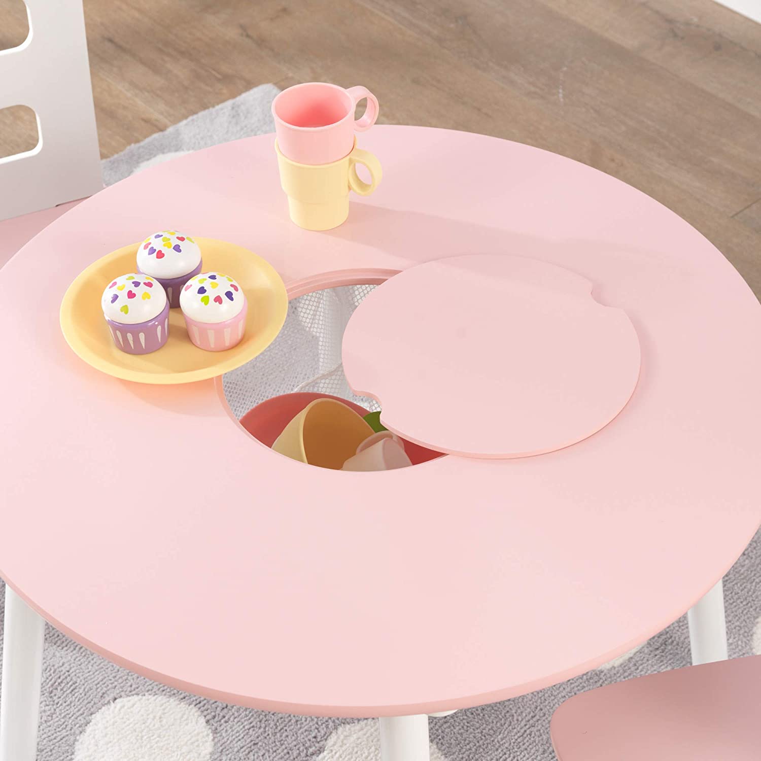 Round Table and 2 Chair Set for children (White and Pink) - Little Kids Business