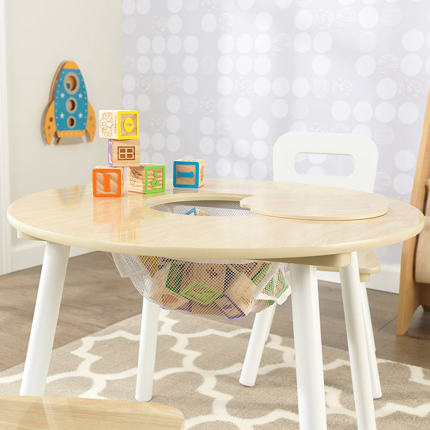 Round Table and 2 Chair Set for children (White Natural) - Little Kids Business