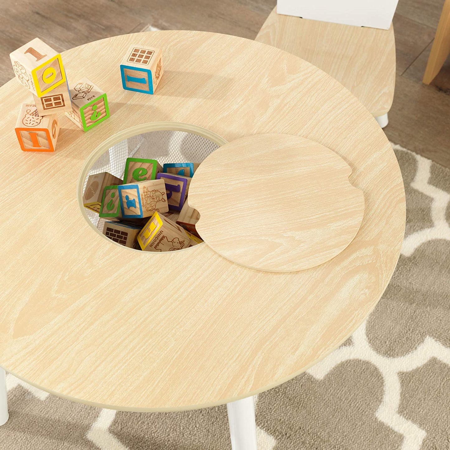 Round Table and 2 Chair Set for children (White Natural) - Little Kids Business