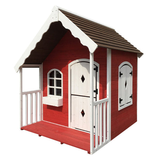 Rovo Kids Cubby House Wooden Cottage Outdoor Furniture Playhouse Children Toy - Little Kids Business