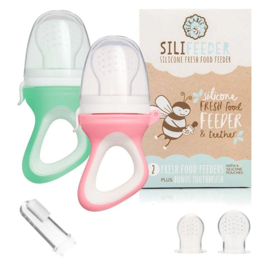Silicone Fresh Food Feeder SILIFEEDER (Set of 2) & bonus Finger Toothbrush - Little Kids Business