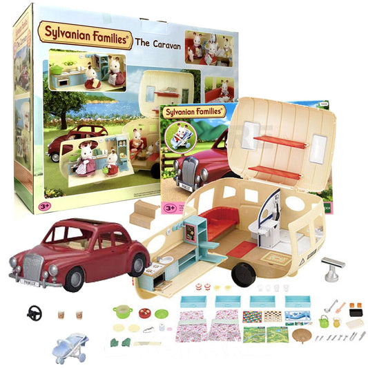 Sylvanian Families Famliy Cruising Car & Caravan Bundle Pack 5448 5045 - Little Kids Business