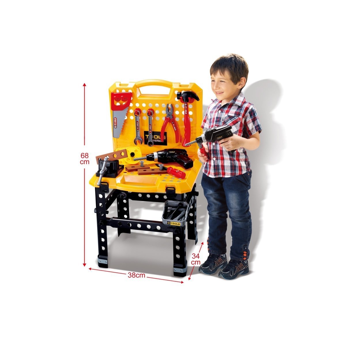 Toy Power Workbench, Kids Power Tool Bench Construction Set with Tools and Electric Drill - Little Kids Business