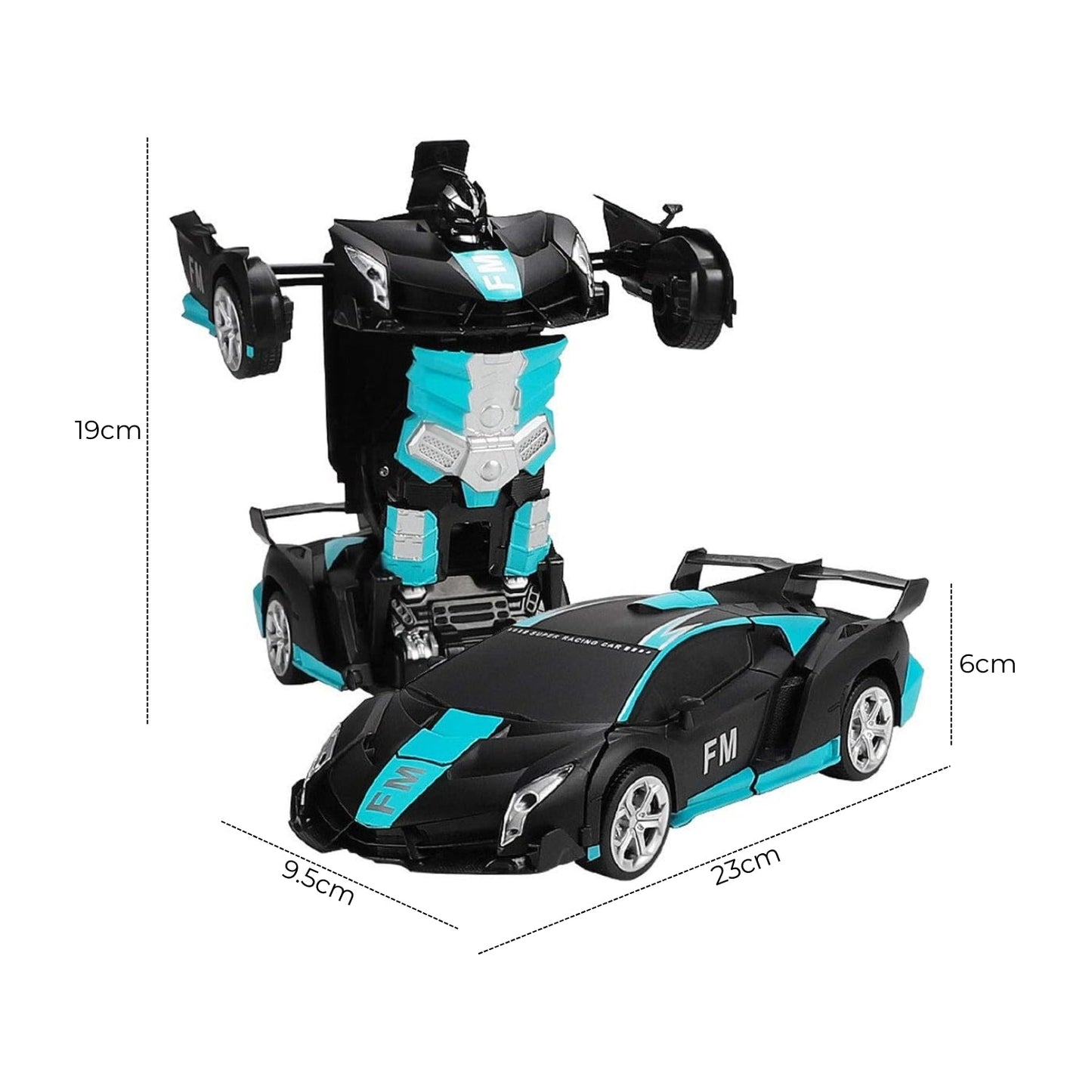 Transformer Car Robot Sport Car with Remote Control (Black Cyan) - Little Kids Business
