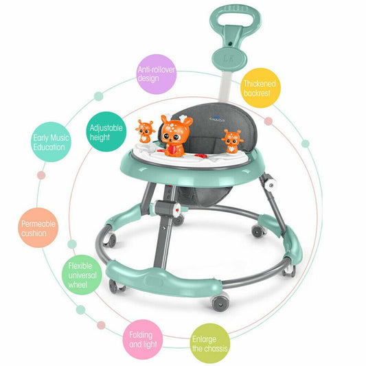 Upgrade Adjustable Baby Walker Stroller Play Activity Music Kids Ride On Toy Car - Little Kids Business