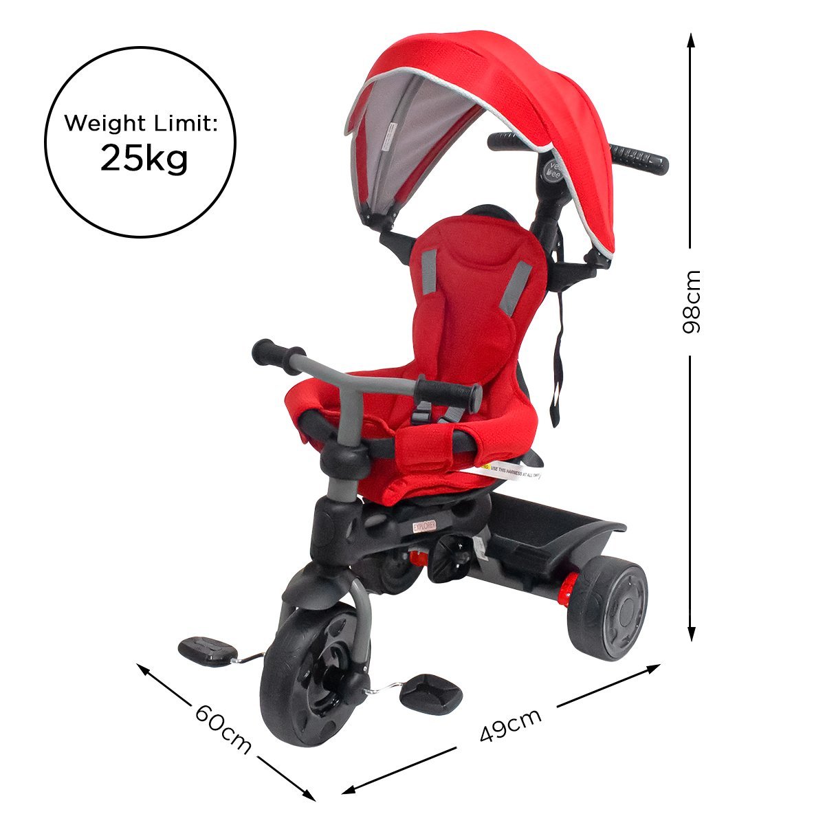 Veebee Explorer 3-stage Kids Trike With Canopy - Red - Little Kids Business