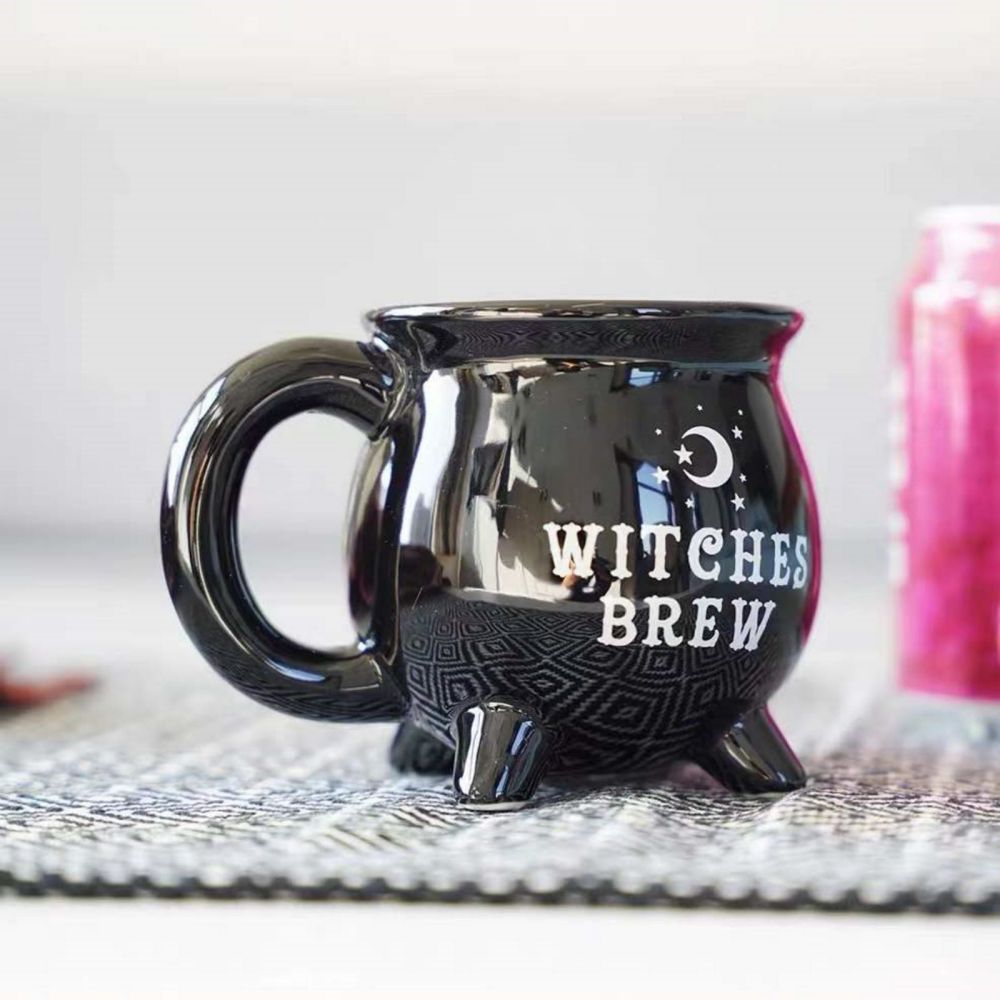 Witches Brew Black Cauldron Coffee Mug Cup With Moon & Stars - Little Kids Business