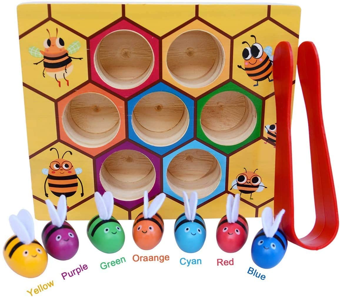 Wooden Bee Montessori Wooden Toy Educational Preschool Puzzle for Kids - Little Kids Business