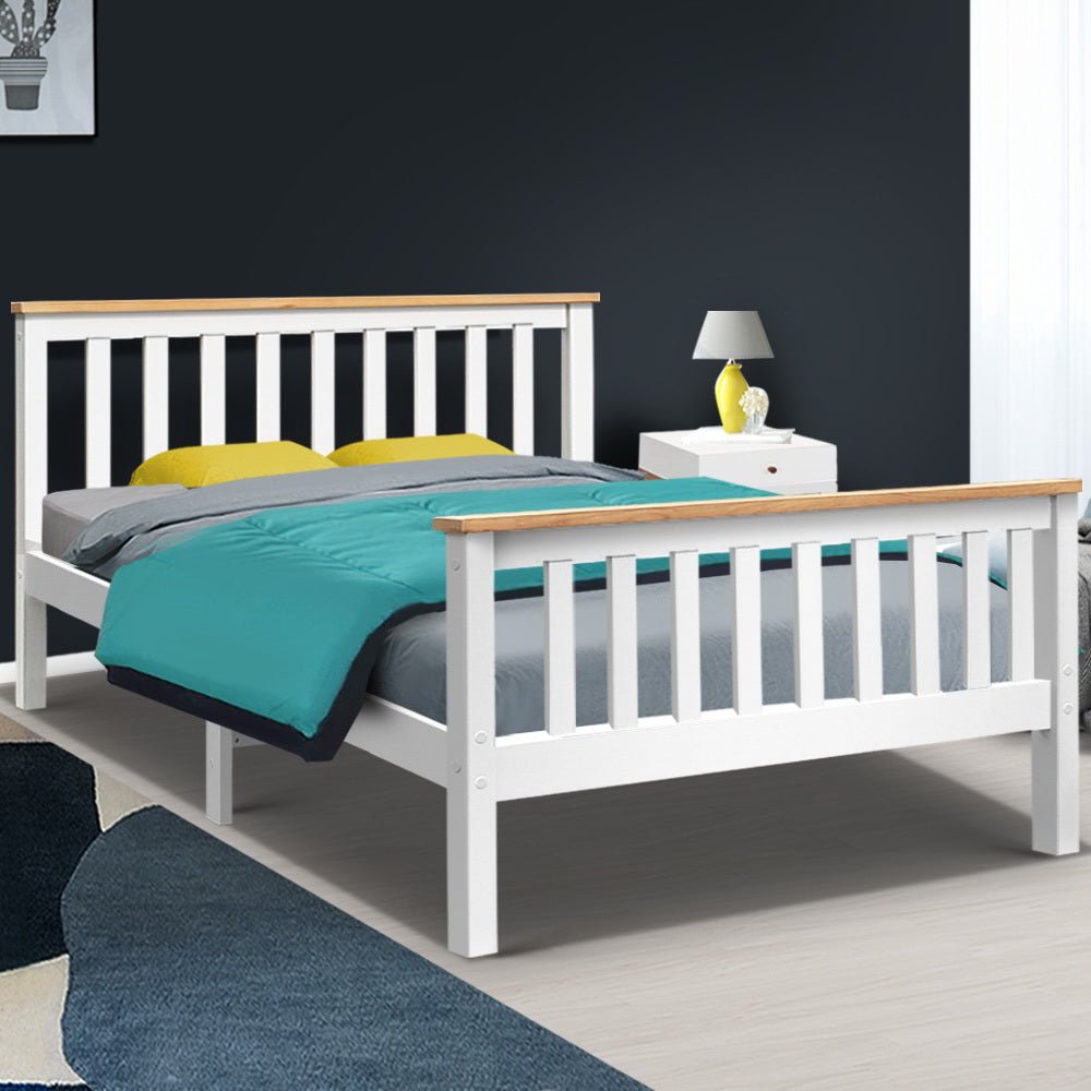 Artiss Double Size Wooden Bed Frame PONY Timber Mattress Base Bedroom Kids
