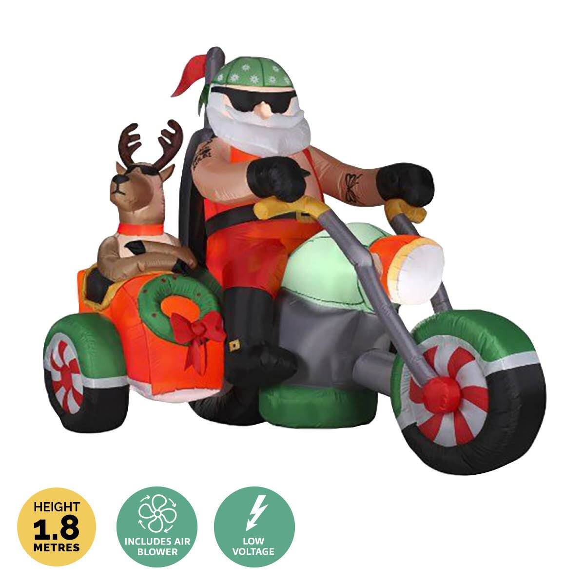 Christmas By Sas 1.8m Santa Reindeer & Trike Built-In Blower LED Lighting - Little Kids Business