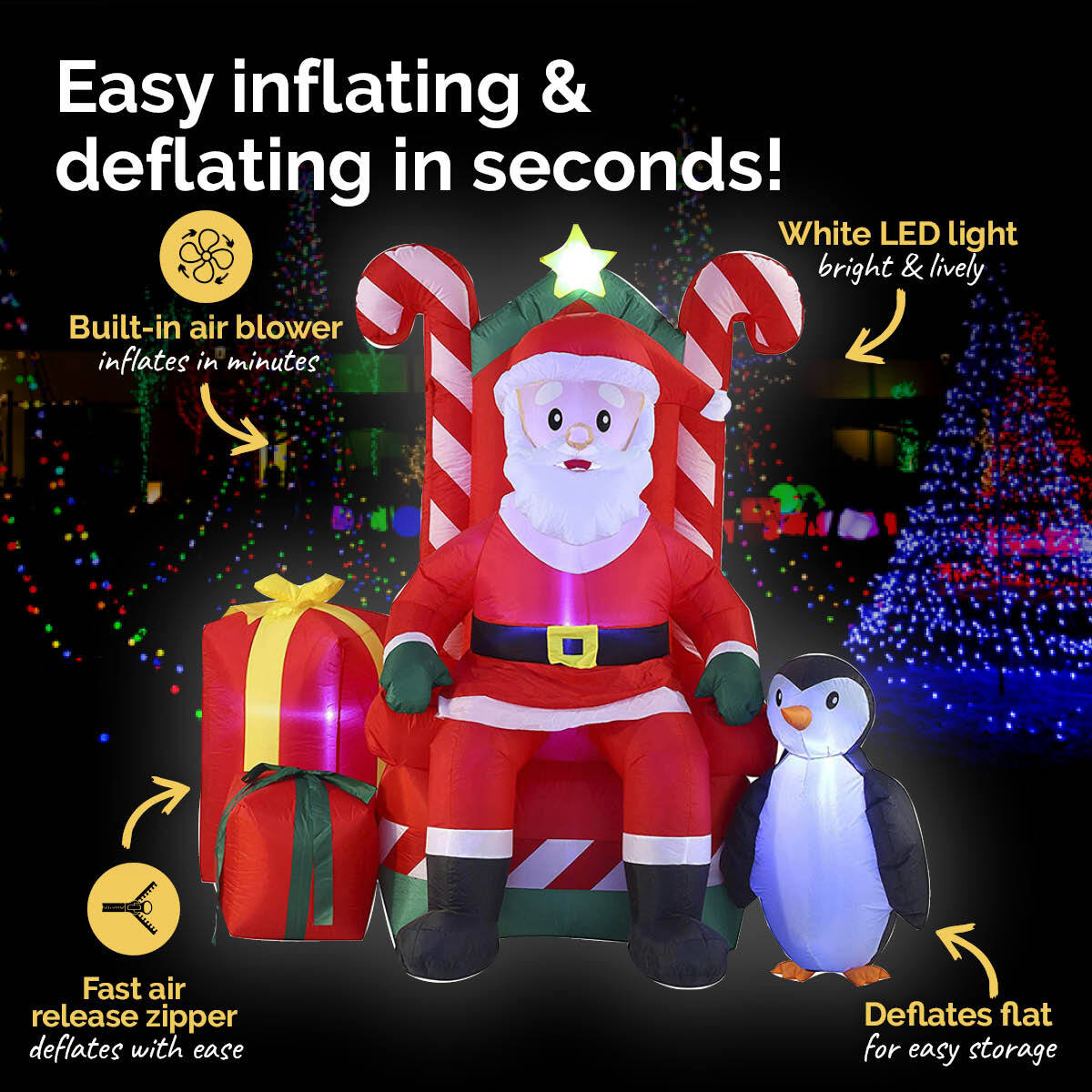 Christmas By Sas 2.1m Santa In His Armchair Self Inflating LED Lighting - Little Kids Business