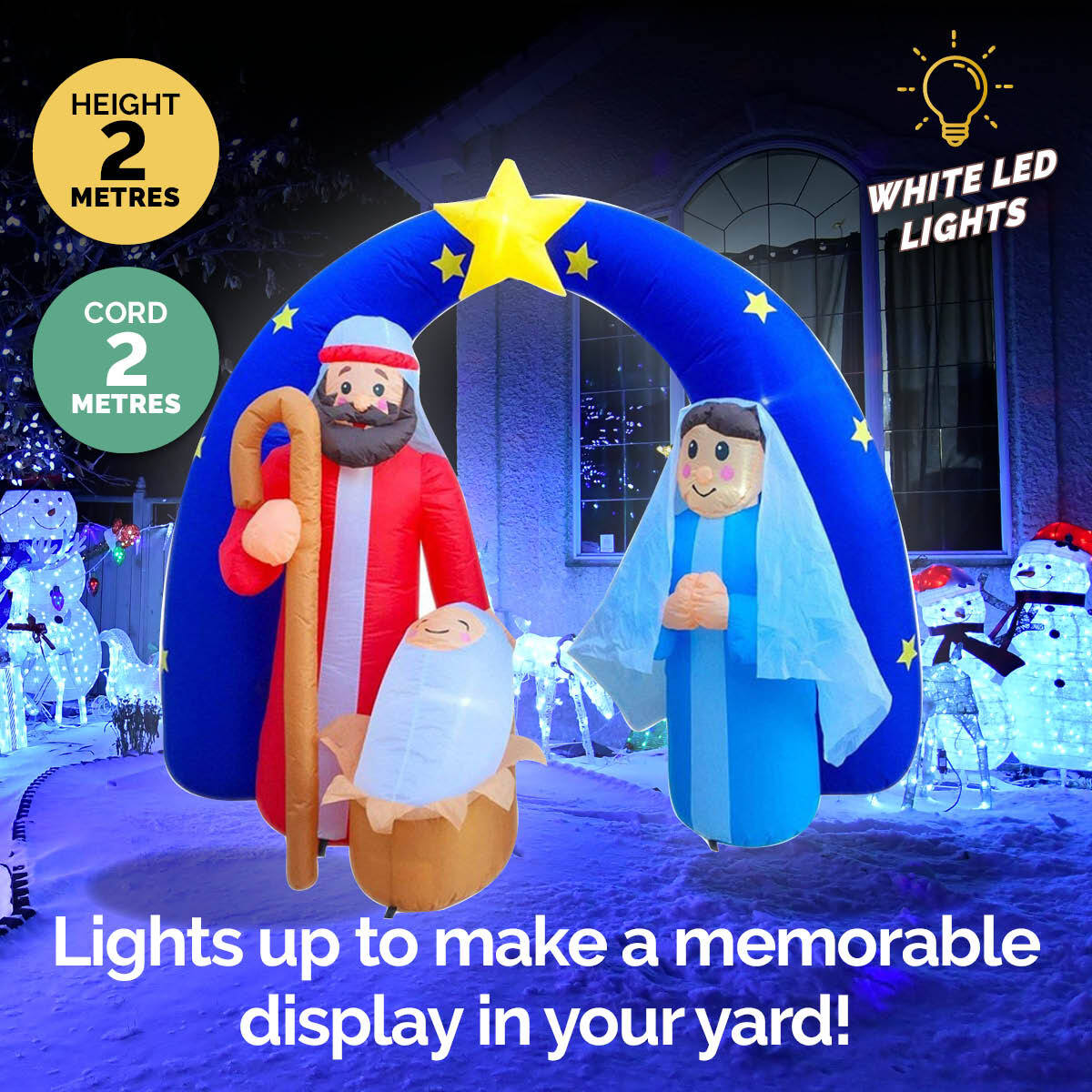 Christmas By Sas 2m Nativity Scene Baby Jesus Self Inflating LED Lighting - Little Kids Business