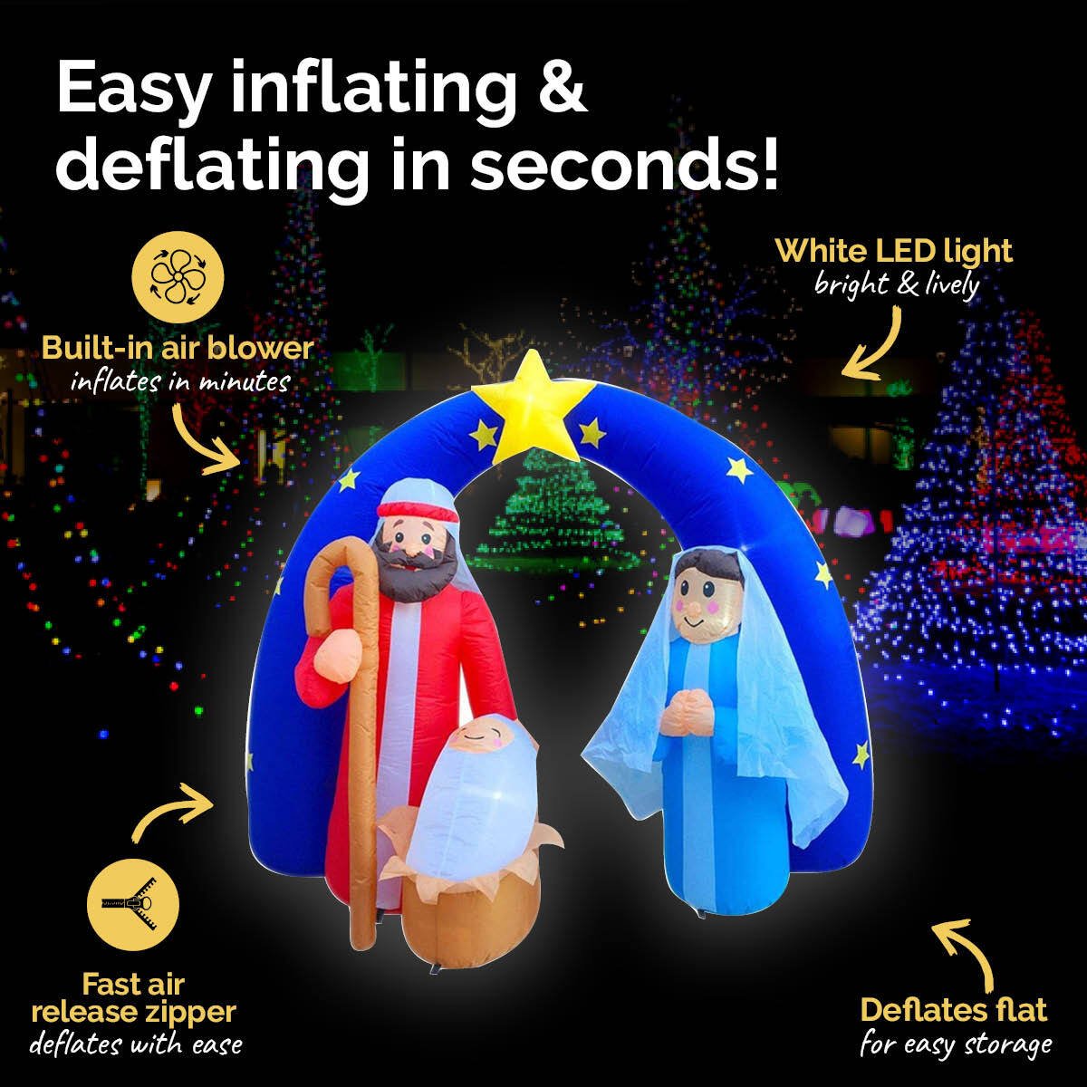 Christmas By Sas 2m Nativity Scene Baby Jesus Self Inflating LED Lighting - Little Kids Business