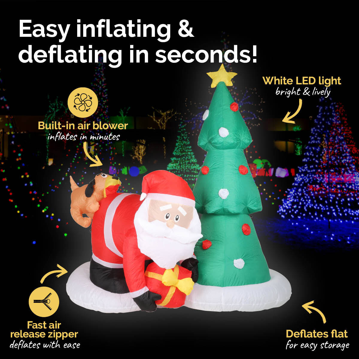 Christmas By Sas 2m Santa Puppy & Tree Built-In Blower Bright LED Lighting - Little Kids Business