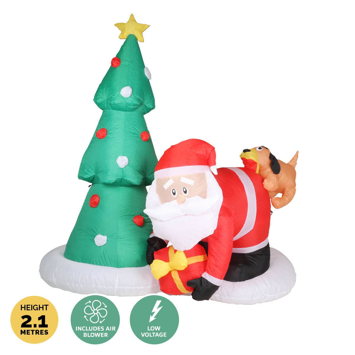 Christmas By Sas 2m Santa Puppy & Tree Built-In Blower Bright LED Lighting - Little Kids Business