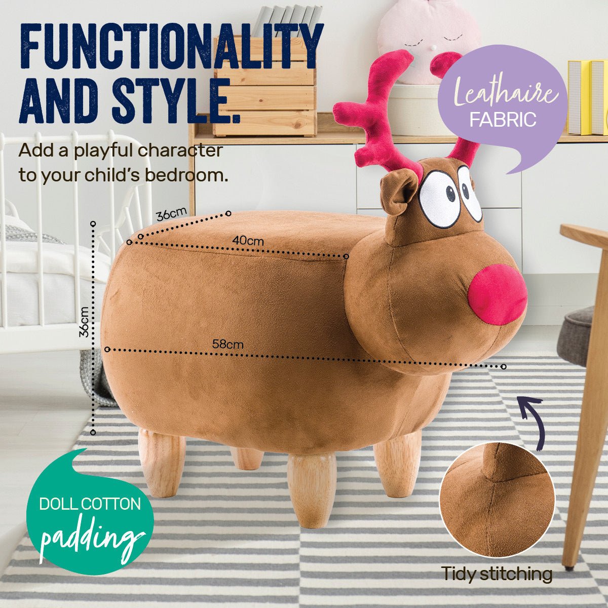 Home Master Kids Animal Stool Reindeer Character Premium Quality &amp; Style - Little Kids Business