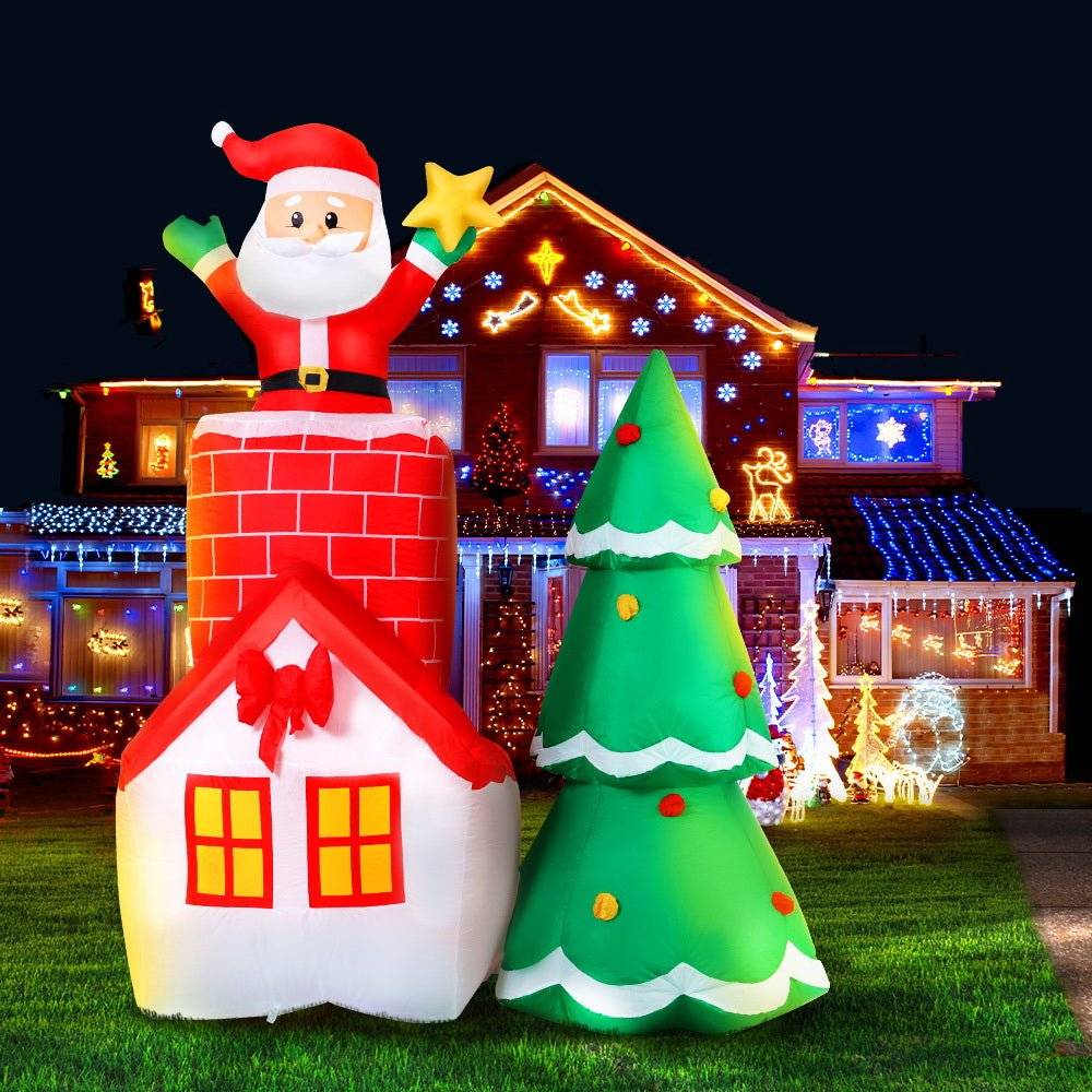 Jingle Jollys 2.2M Christmas Inflatable Santa Tree Lights Outdoor Decorations - Little Kids Business