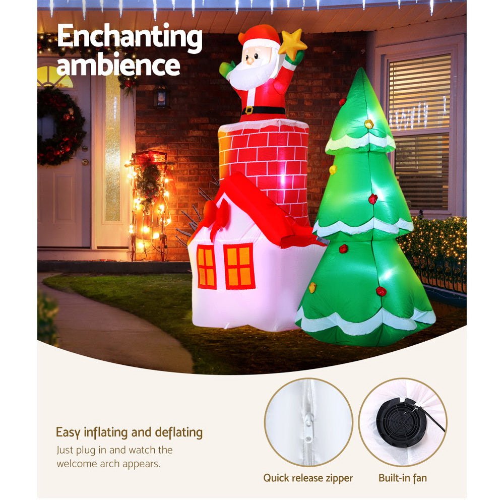 Jingle Jollys 2.2M Christmas Inflatable Santa Tree Lights Outdoor Decorations - Little Kids Business
