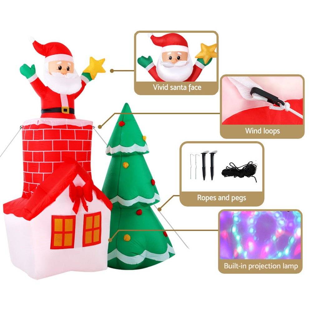 Jingle Jollys 2.2M Christmas Inflatable Santa Tree Lights Outdoor Decorations - Little Kids Business