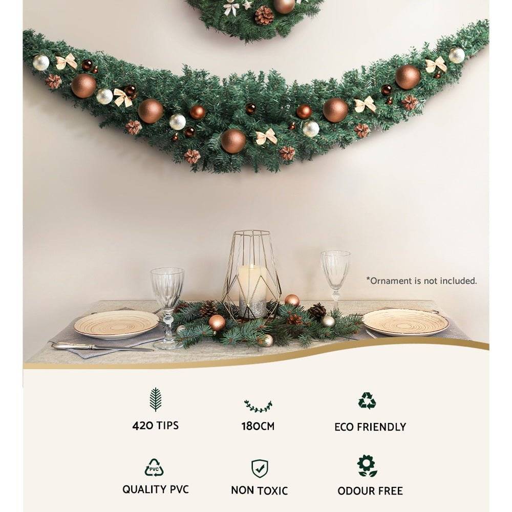 Jingle Jollys Christmas Garland 1.8M Xmas Tree Decoration Green - Little Kids Business