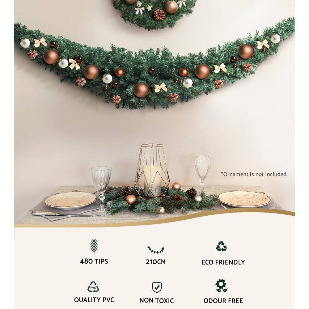 Jingle Jollys Christmas Garland 2.1M Xmas Tree Decoration Green - Little Kids Business
