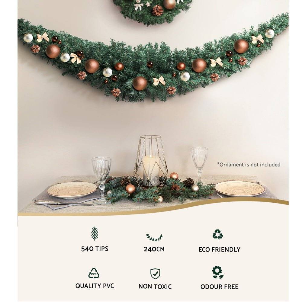 Jingle Jollys Christmas Garland 2.4M Xmas Tree Decoration Green - Little Kids Business