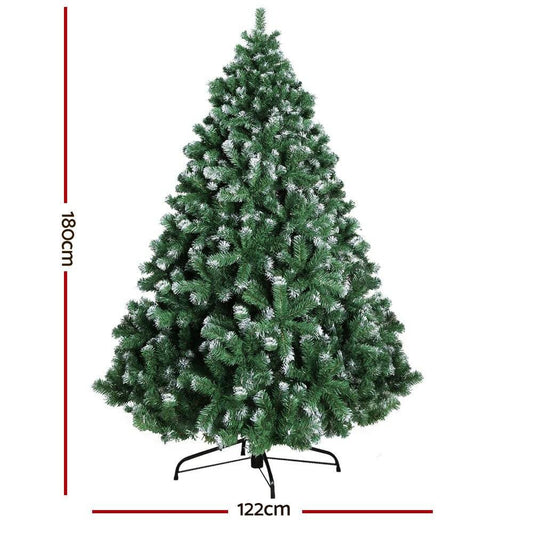 Jingle Jollys Christmas Tree 1.8M Xmas Trees Decorations Snowy 800 Tips - Little Kids Business