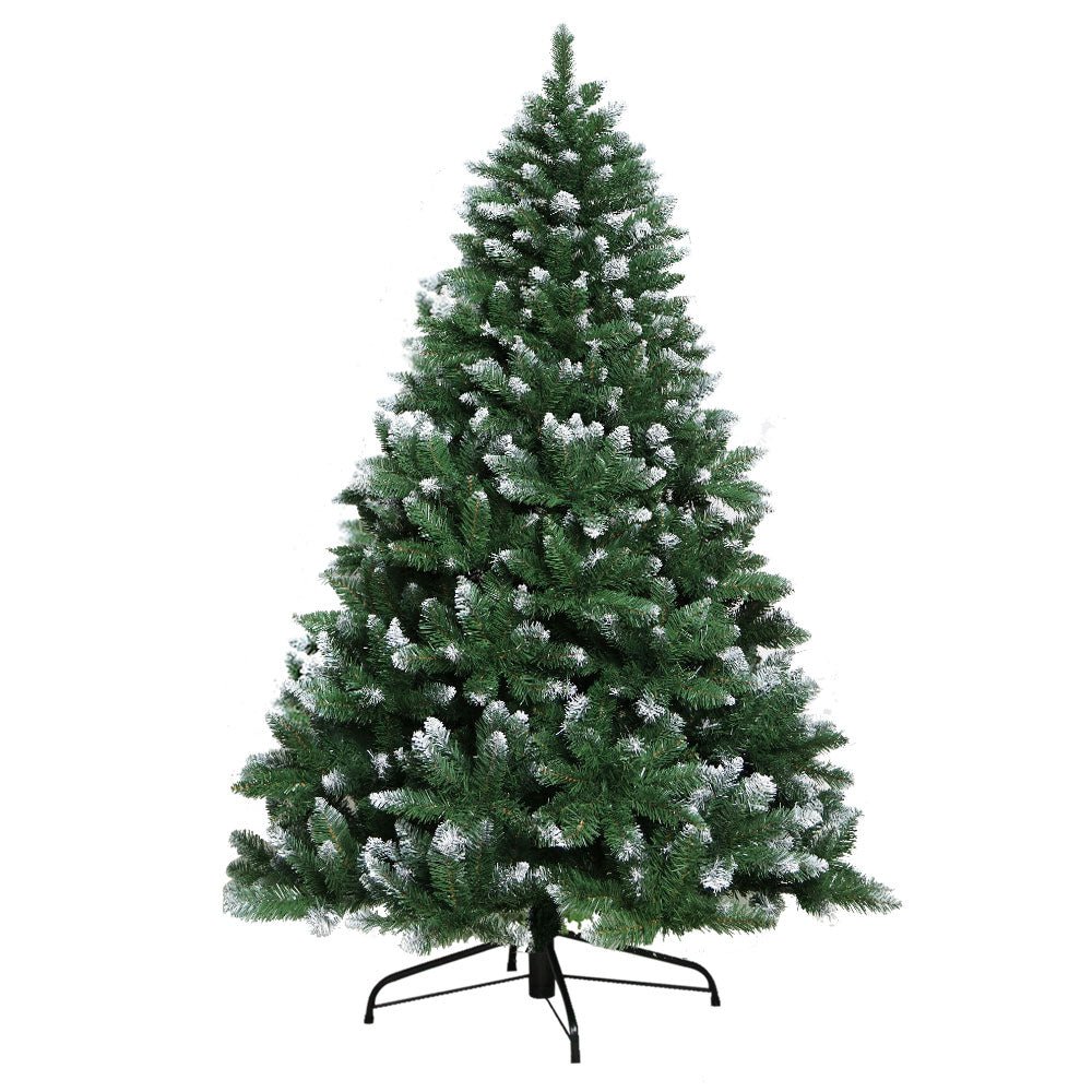Jingle Jollys Christmas Tree 2.4M Xmas Trees Decorations Snowy Green 1400 Tips - Little Kids Business