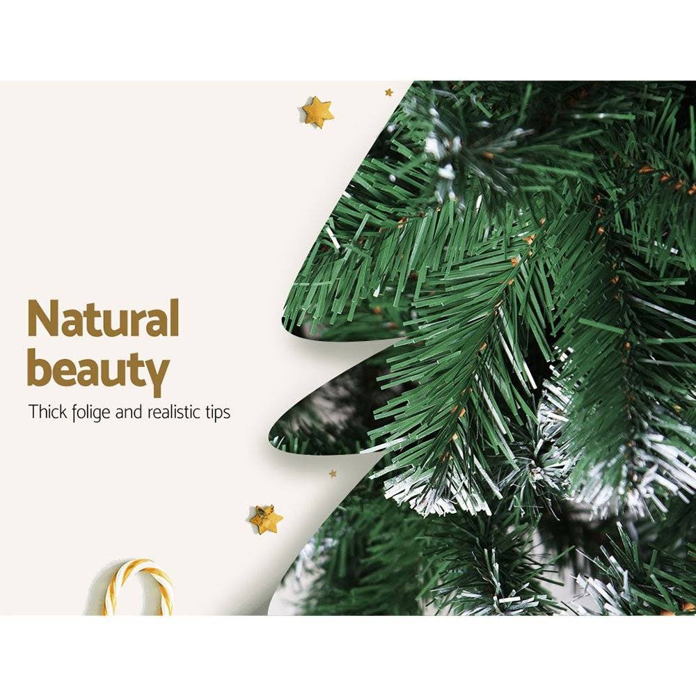 Jingle Jollys Christmas Tree 2.4M Xmas Trees Decorations Snowy Green 1400 Tips - Little Kids Business