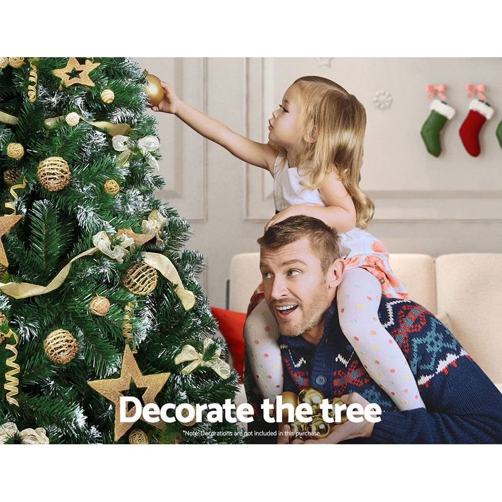 Jingle Jollys Christmas Tree 2.4M Xmas Trees Decorations Snowy Green 1400 Tips - Little Kids Business