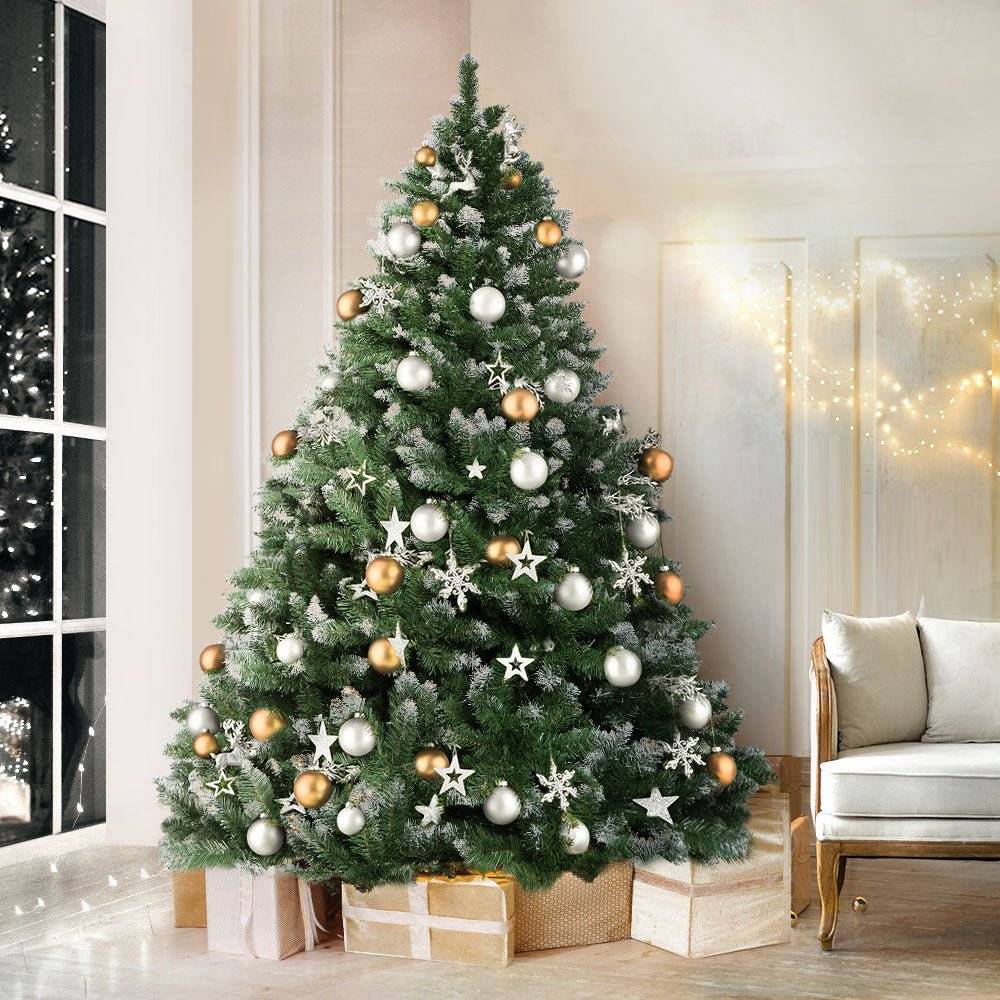 Jingle Jollys Christmas Tree 2.4M Xmas Trees Decorations Snowy Green 1400 Tips - Little Kids Business