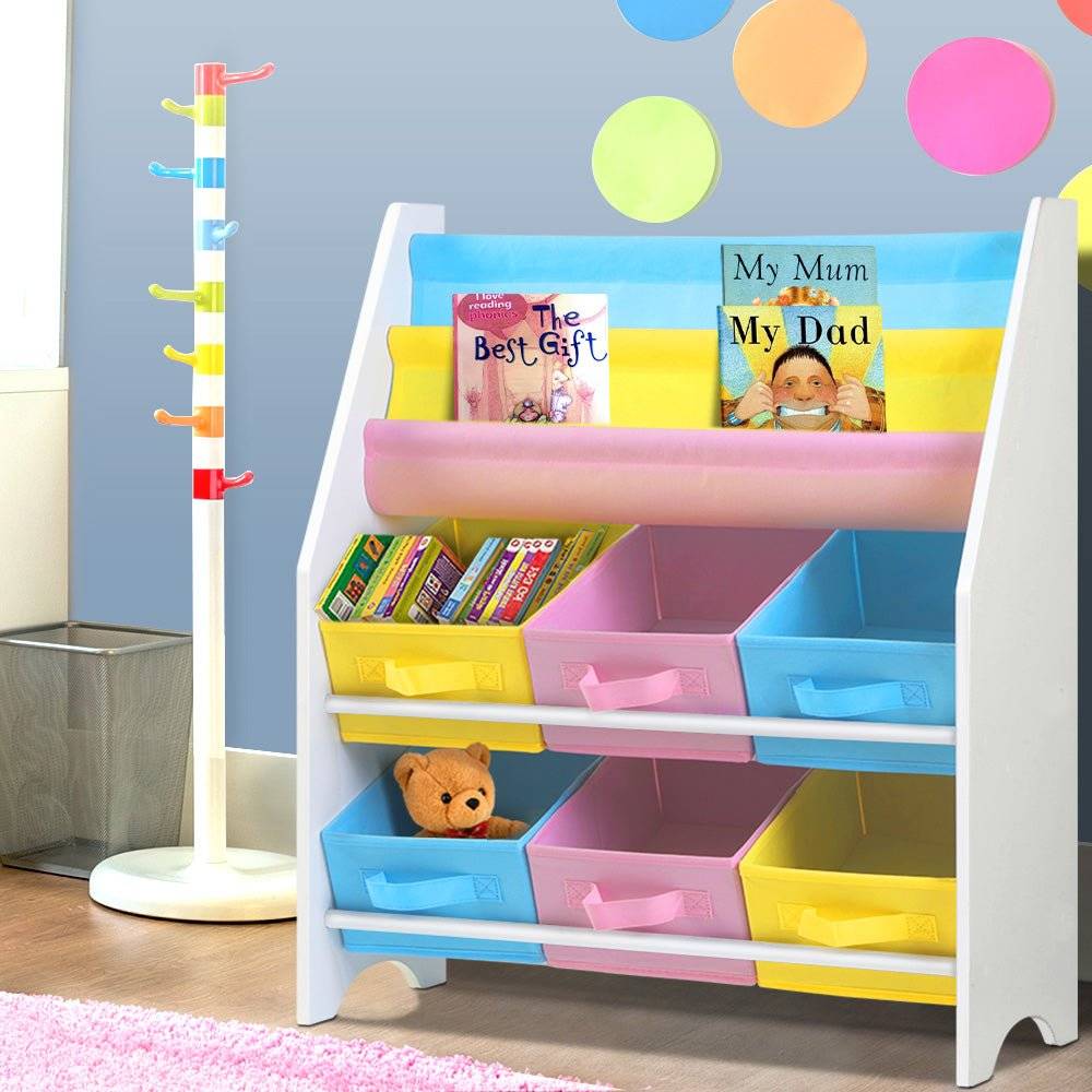 Keezi Kids Bookcase Childrens Bookshelf Toy Storage Organizer 2 Tiers Shelves - Little Kids Business