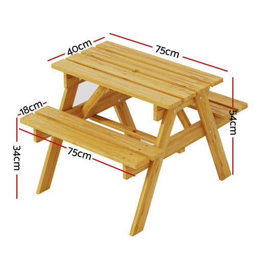 Keezi Kids Outdoor Table and Chairs Picnic Bench Seat Children Wooden Indoor - Little Kids Business