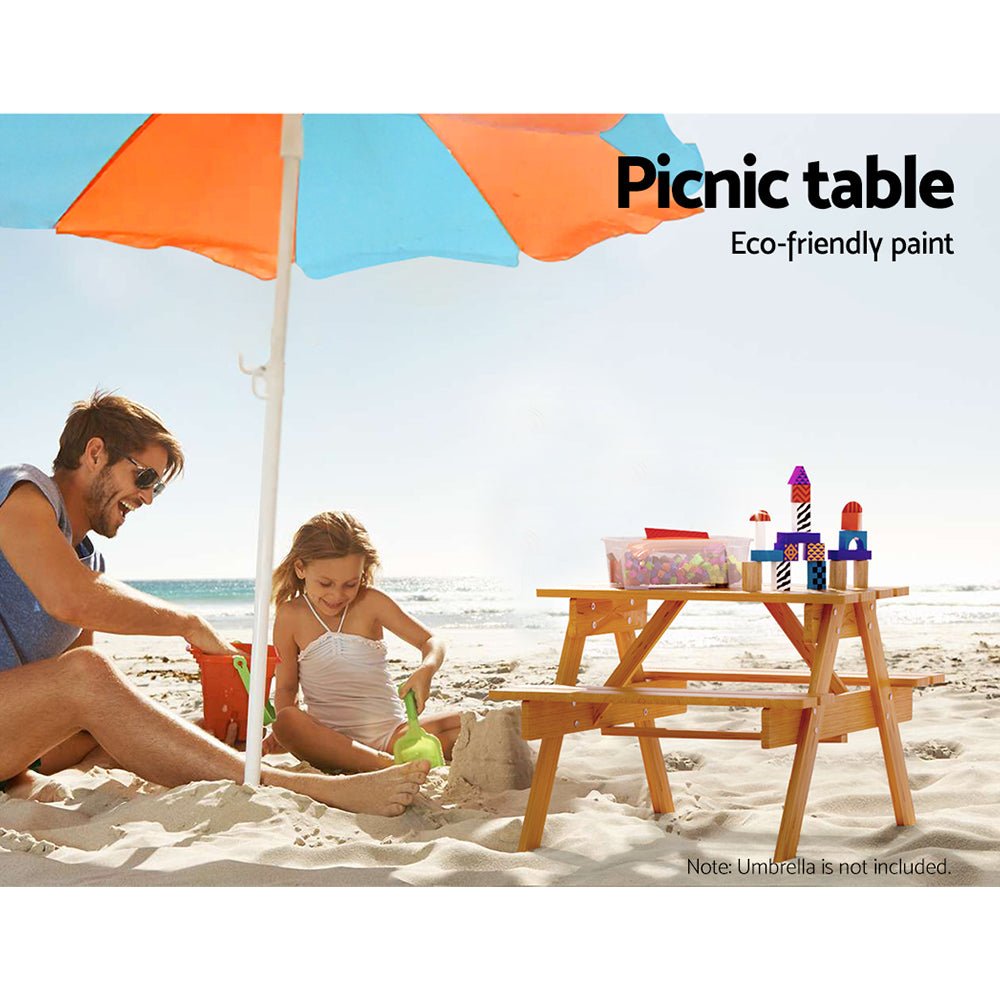 Keezi Kids Outdoor Table and Chairs Picnic Bench Seat Children Wooden Indoor - Little Kids Business